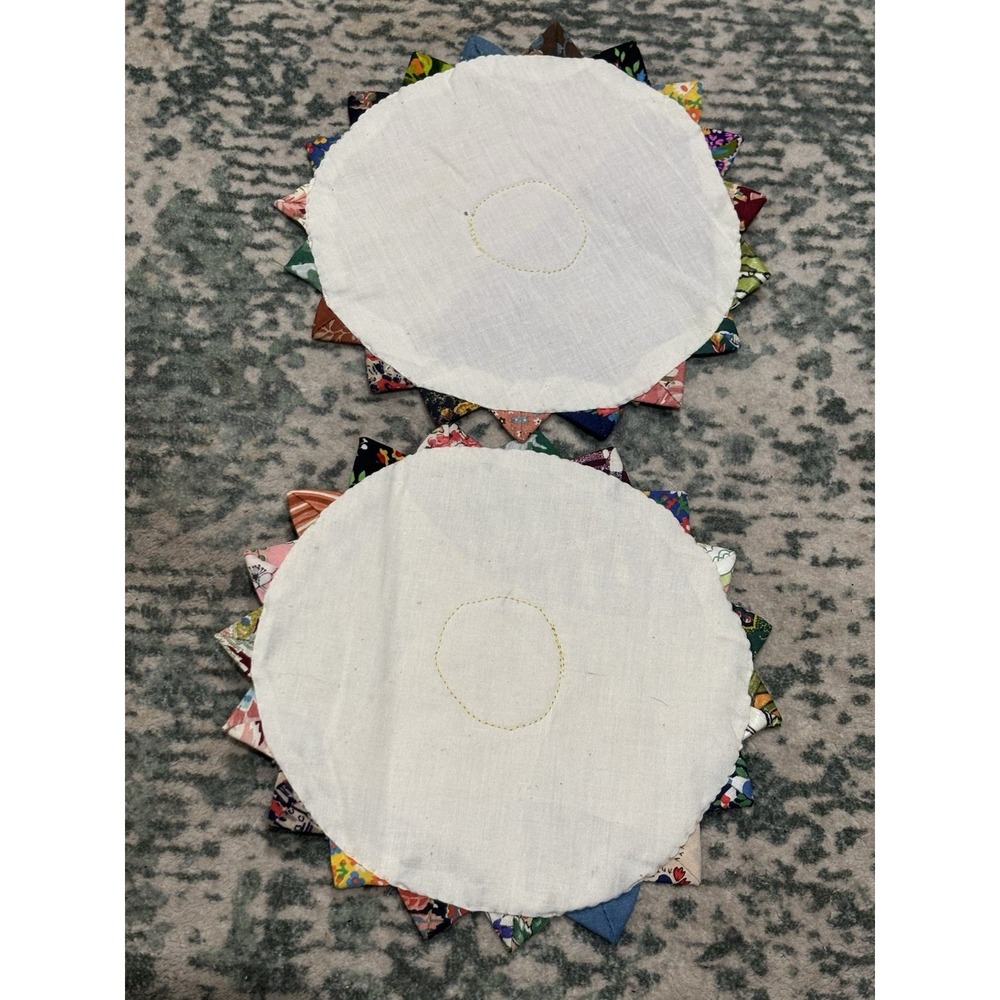 Vintage Hand Made Quilted Pot Holders Set Of 2 - Picture 4 of 5